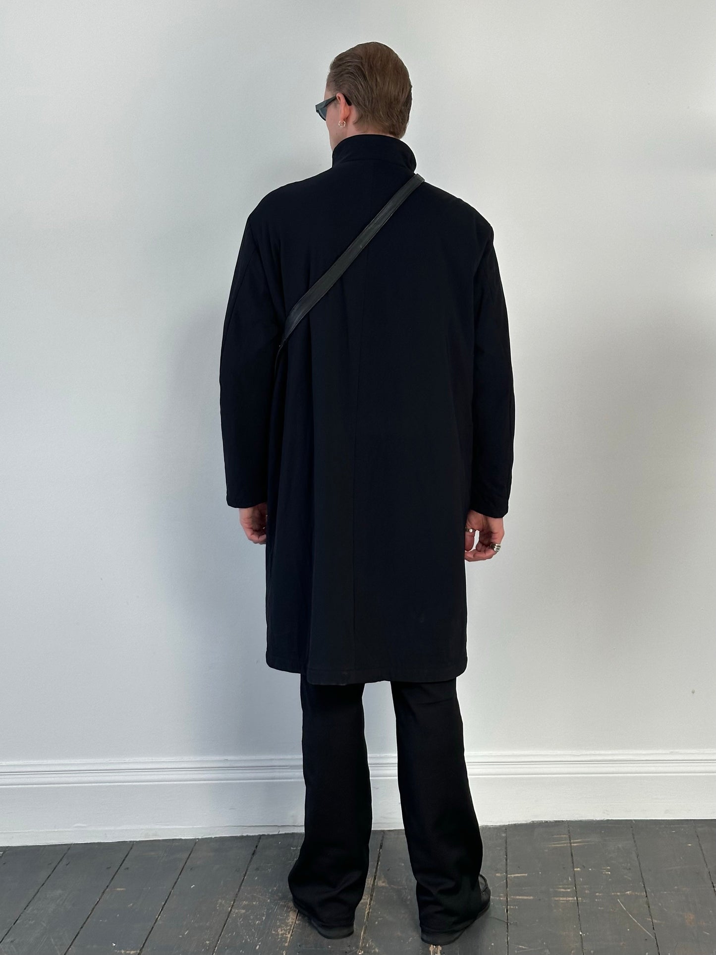 Hugo Boss 2000s Cotton High Neck Double Zip Trench Coat - L