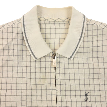 Vintage 90s YSL Yves Saint Laurent Checkered Harrington Jacket Size XS | XS, Cream