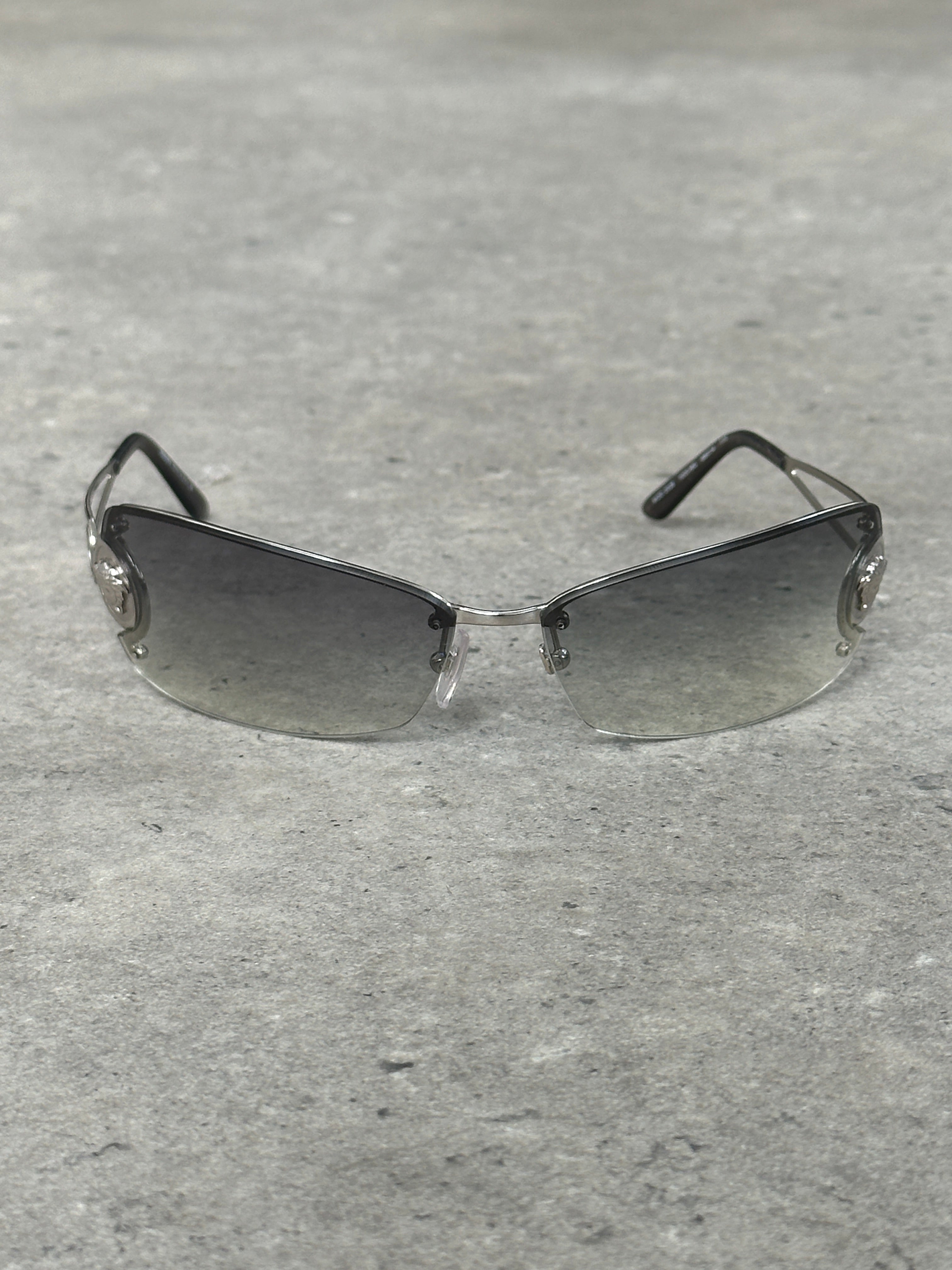 Vintage Versace 2000s Medusa Logo Rimless Sunglasses | O/S, Silver
