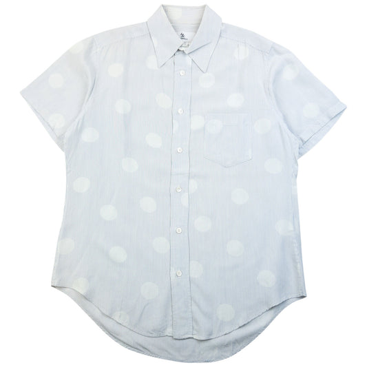 Vintage 2000s Yohji Yamamoto Polka Dot Short Sleeve Button Up Shirt Size M | Medium, Blue