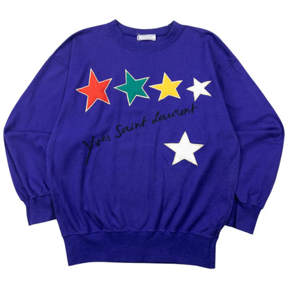 Vintage YSL Yves Saint Laurent Embroidered Star Sweatshirt Womens Size M