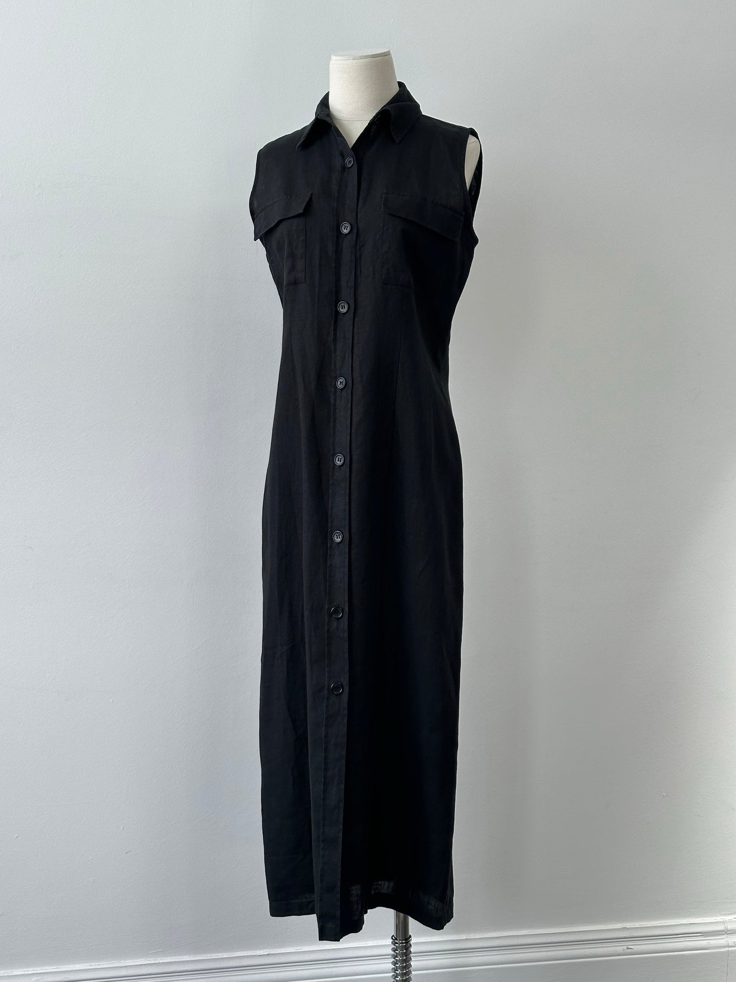 Mani 1990s Pure Linen Sleeveless Floor Length Dress - M