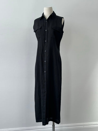 Mani 1990s Pure Linen Sleeveless Floor Length Dress - M