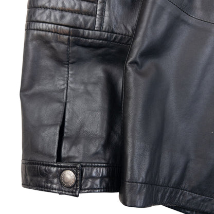 Vintage 2000s Versace Classic Zip Up Leather Jacket Size L | Large, Black