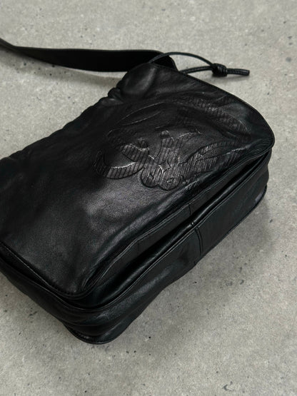 Loewe 1990s Ruched Leather Anagram Crossbody Bag