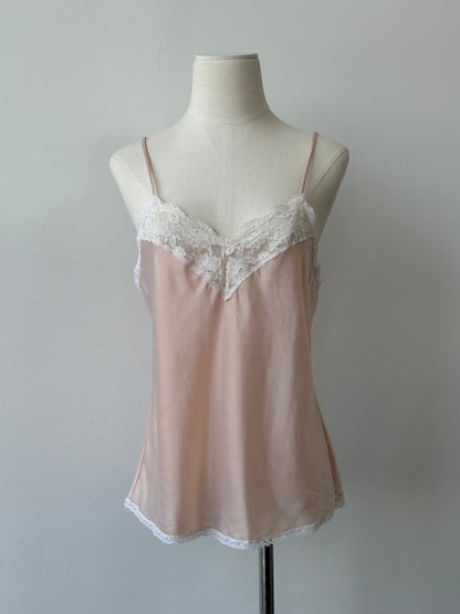 Christian Dior 1990s Satin Lace Logo Cami Top - S