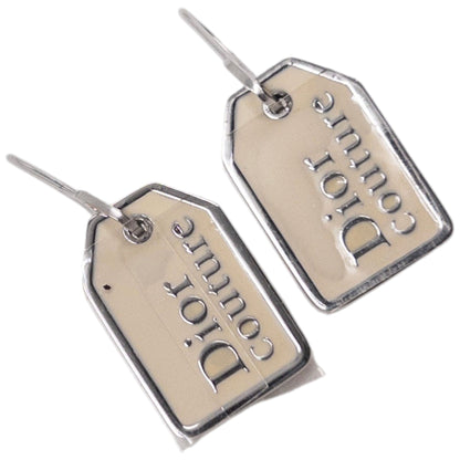Vintage 2000s Dior By John Galliano Tag Earrings | O/S, Cream