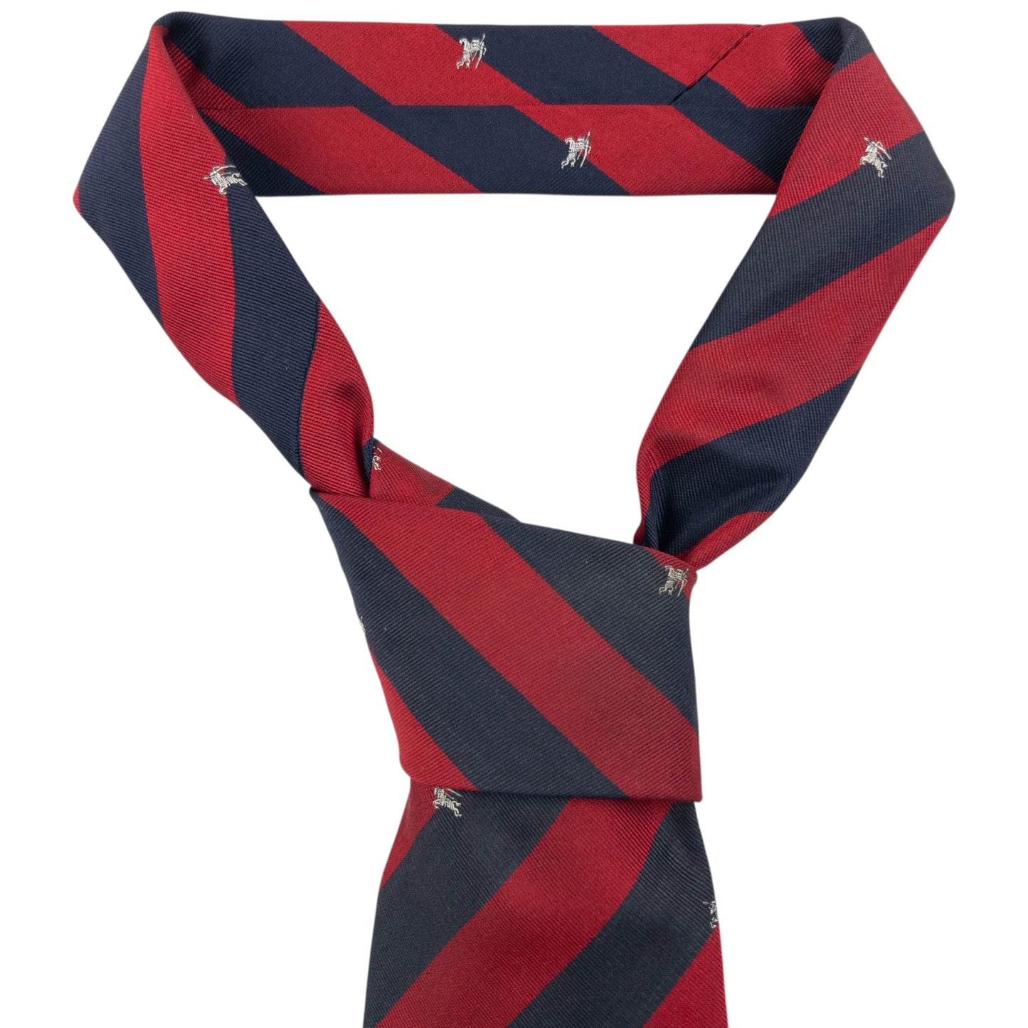 Vintage 2000s Burberry Striped Monogram Silk Tie | O/S, Navy