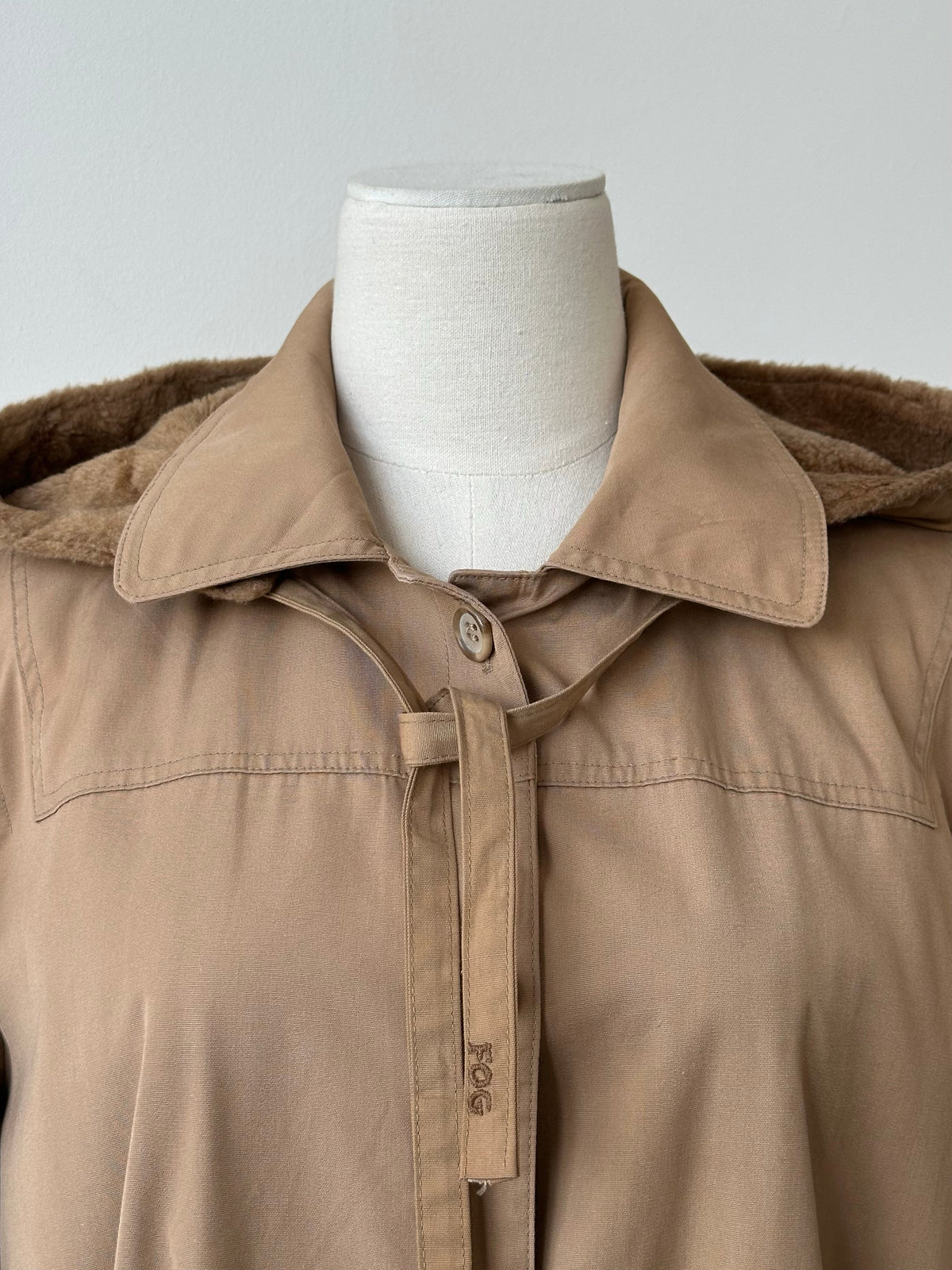 London Fog 1980s Cotton Belted Hooded Belted Trench - M