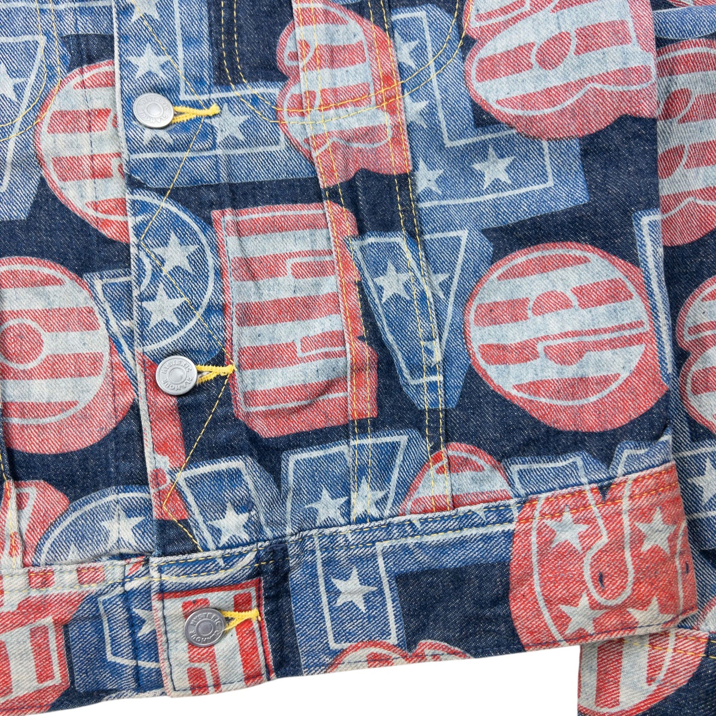 Vintage 90s Hysteric Glamour Stars & Stripes Text Denim Jacket Womens Size S | Small, Multi-colour