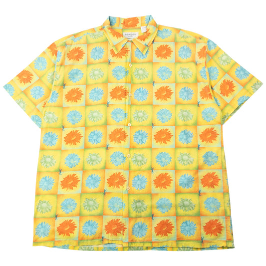 Vintage 2000s YSL Yves Saint Laurent Floral Short Sleeve Button Up Shirt Size XL | XL, Yellow