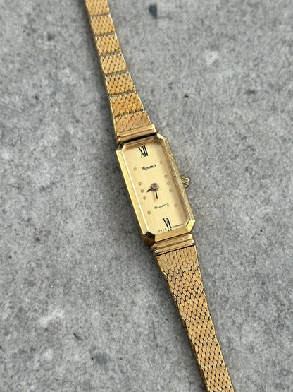 Vintage Summit 1980s Gold Tone Rectangular Watch Watch