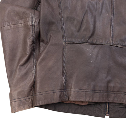 Vintage 90s Hugo Boss Zip Up Leather Jacket Size M | Medium, Brown