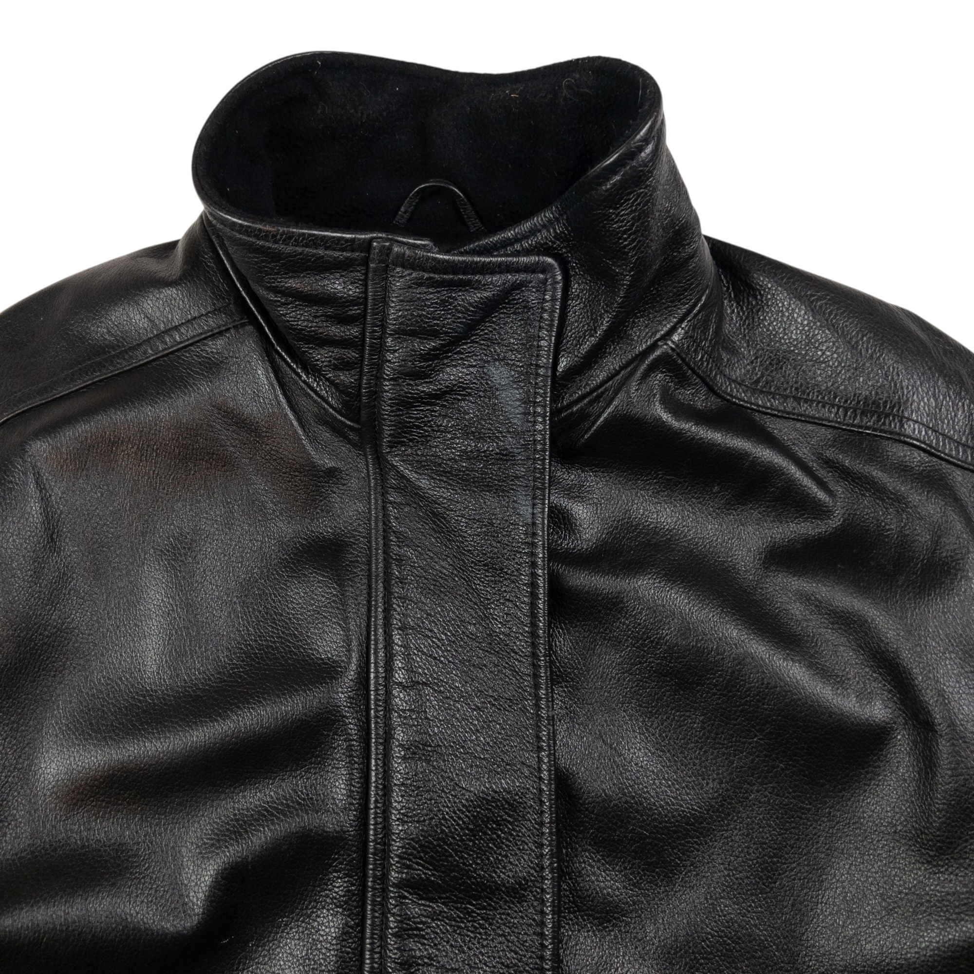 Vintage Armani Jeans Zip Up Leather Jacket Size M – Known Source