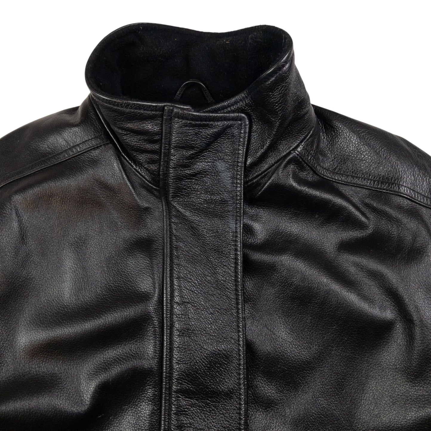 Vintage Armani Jeans Zip Up Leather Jacket Size M