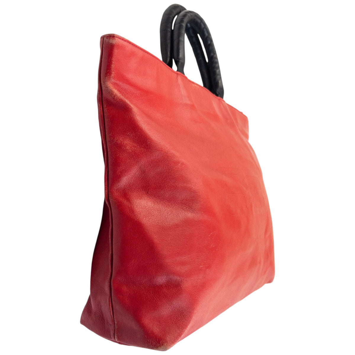 Vintage 90s Balenciaga Logo Leather Handbag | O/S, Red