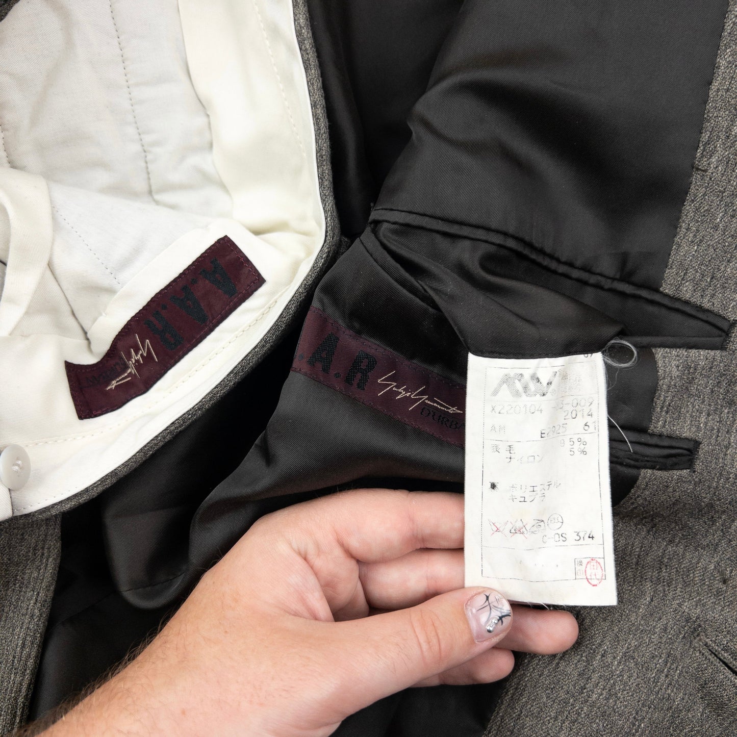 Vintage 90s Yohji Yamamoto D'Urban A.A.R Wool Jacket & Trousers Suit Set Size S | Small, Grey