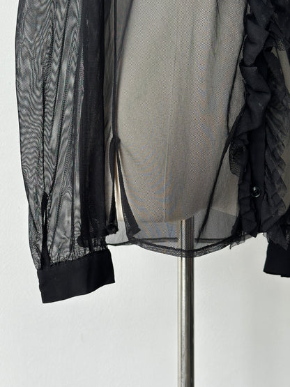 Vintage 2000s Sheer Ruffle Shirt - S