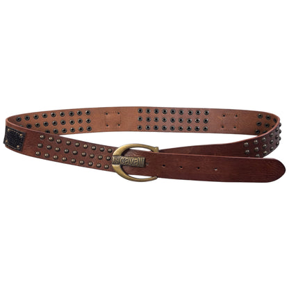 Vintage 2000s Roberto Cavalli Studded Leather Belt Size XL | O/S, Brown