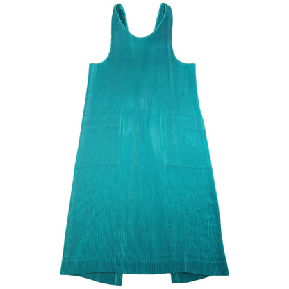 Vintage 90s Issey Miyake Pleated Longline Vest Dress Womens Size L | Large, Green
