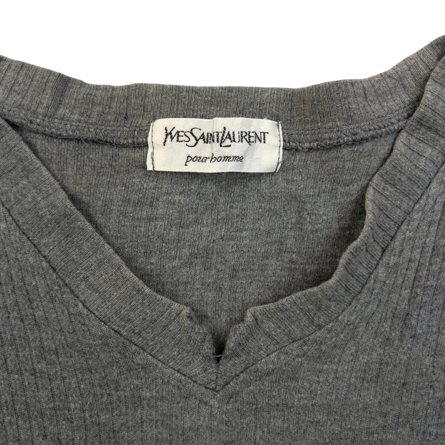 Vintage 2000s YSL Yves Saint Laurent Embroidered T Shirt Size M | Medium, Grey