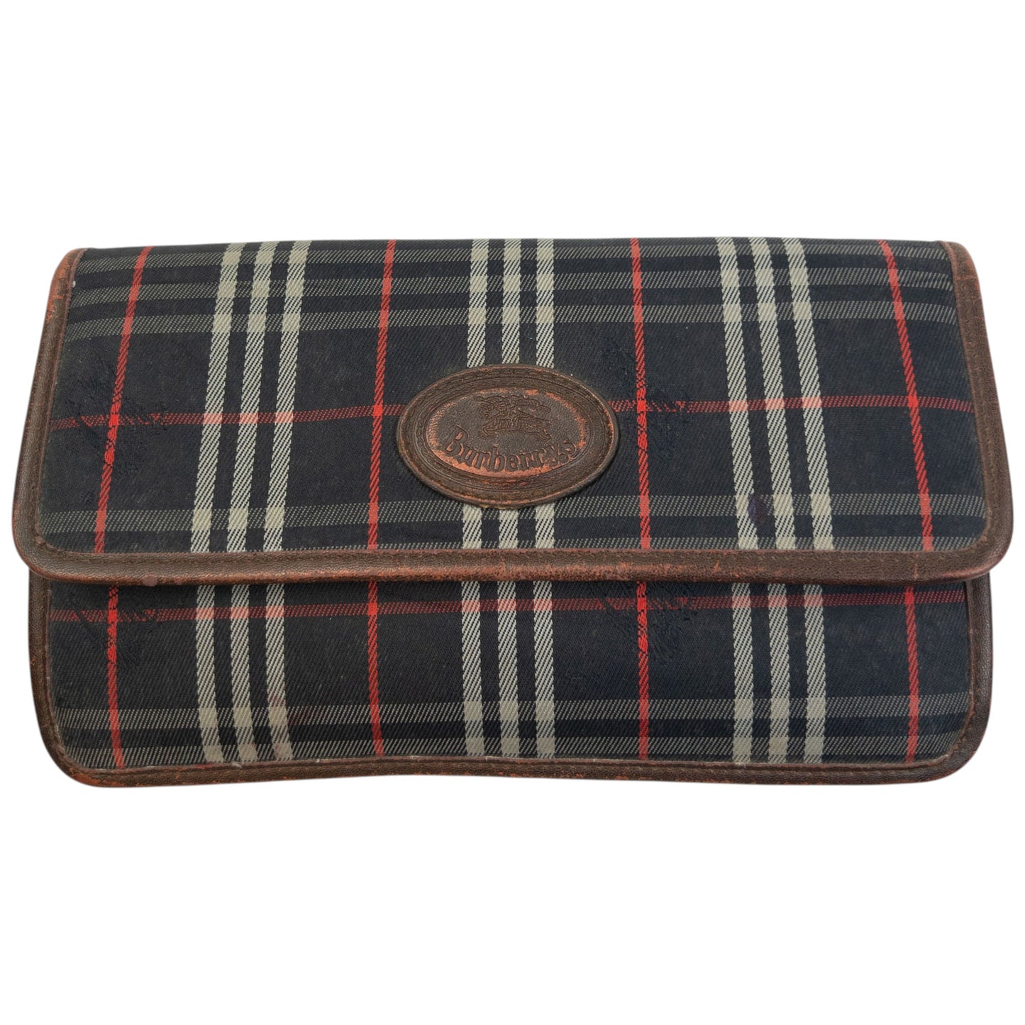 Vintage 90s Burberry Nova Check Clutch Bag | O/S, Navy, Red, White