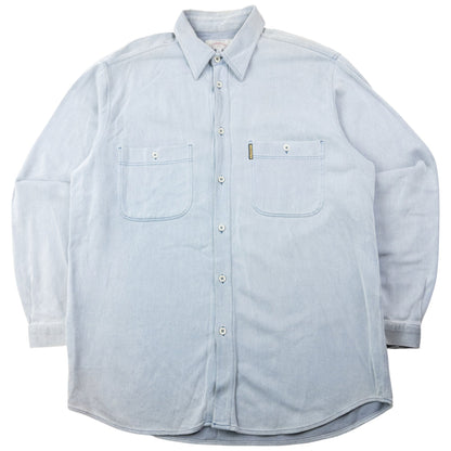 Vintage 90s Armani Jeans Long Sleeve Button Up Shirt Size L | Large, Blue