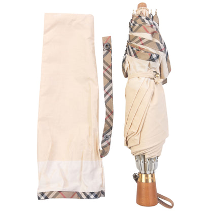 Vintage 90s Burberry Nova Check Trim Umbrella | O/S, Cream