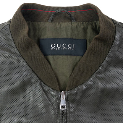 Vintage 2000s Gucci By Tom Ford Leather Bomber Jacket Size M | Medium, Green