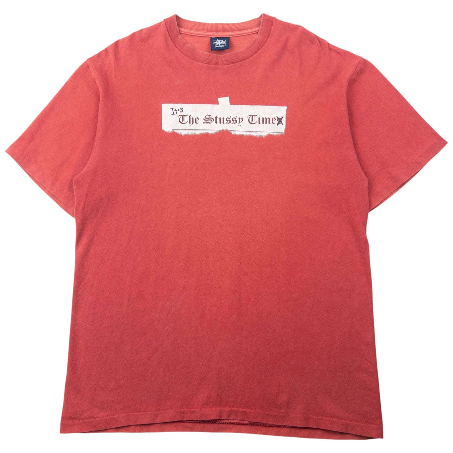 Vintage 2000s Stussy It's The Stussy Time Newspaper Graphic T Shirt Size M | Medium, Red