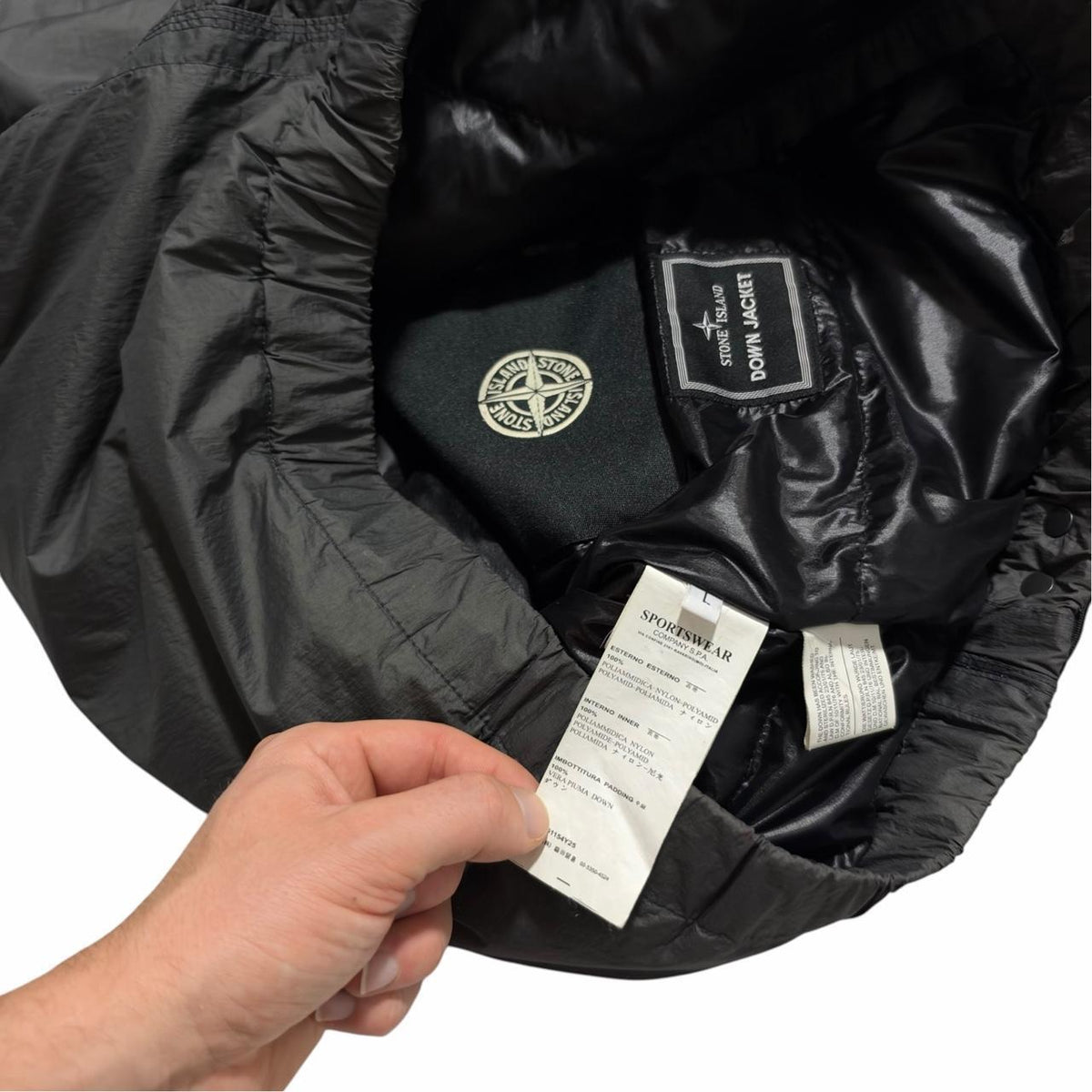 Stone Island 2009 Goose Down Mesh Badge Jacket | Large, Charcoal