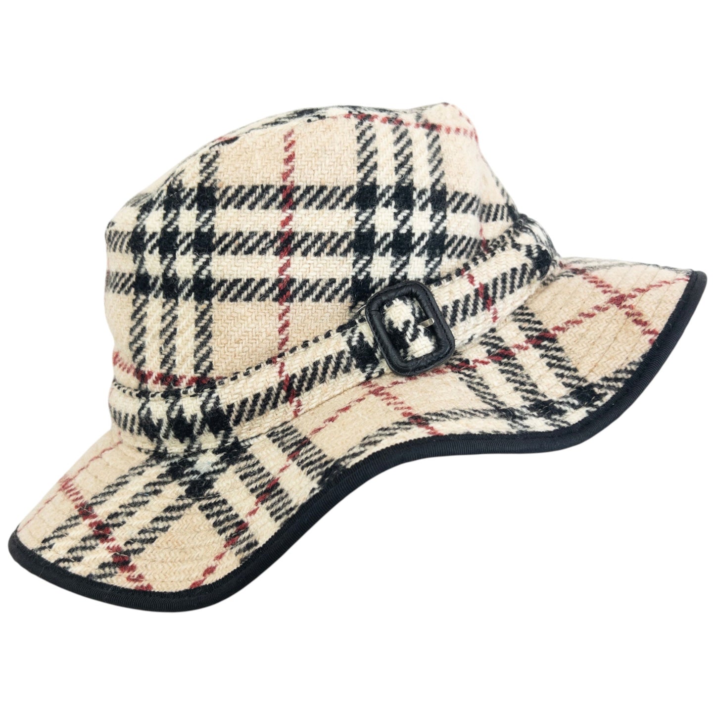 Vintage 2000s Burberry Nova Check Buckle Bucket Hat Size M | O/S, Red