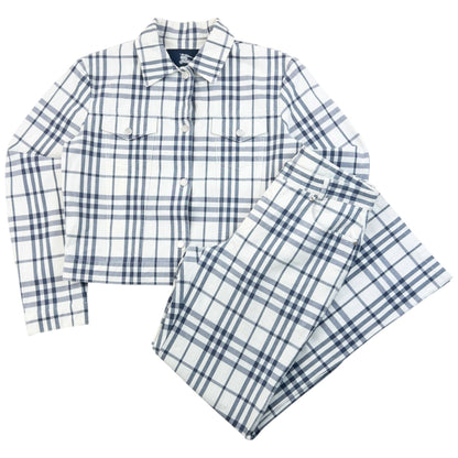 Vintage 2000s Burberry Nova Check Jacket & Trousers Set Womens Size M | Medium, White, Navy