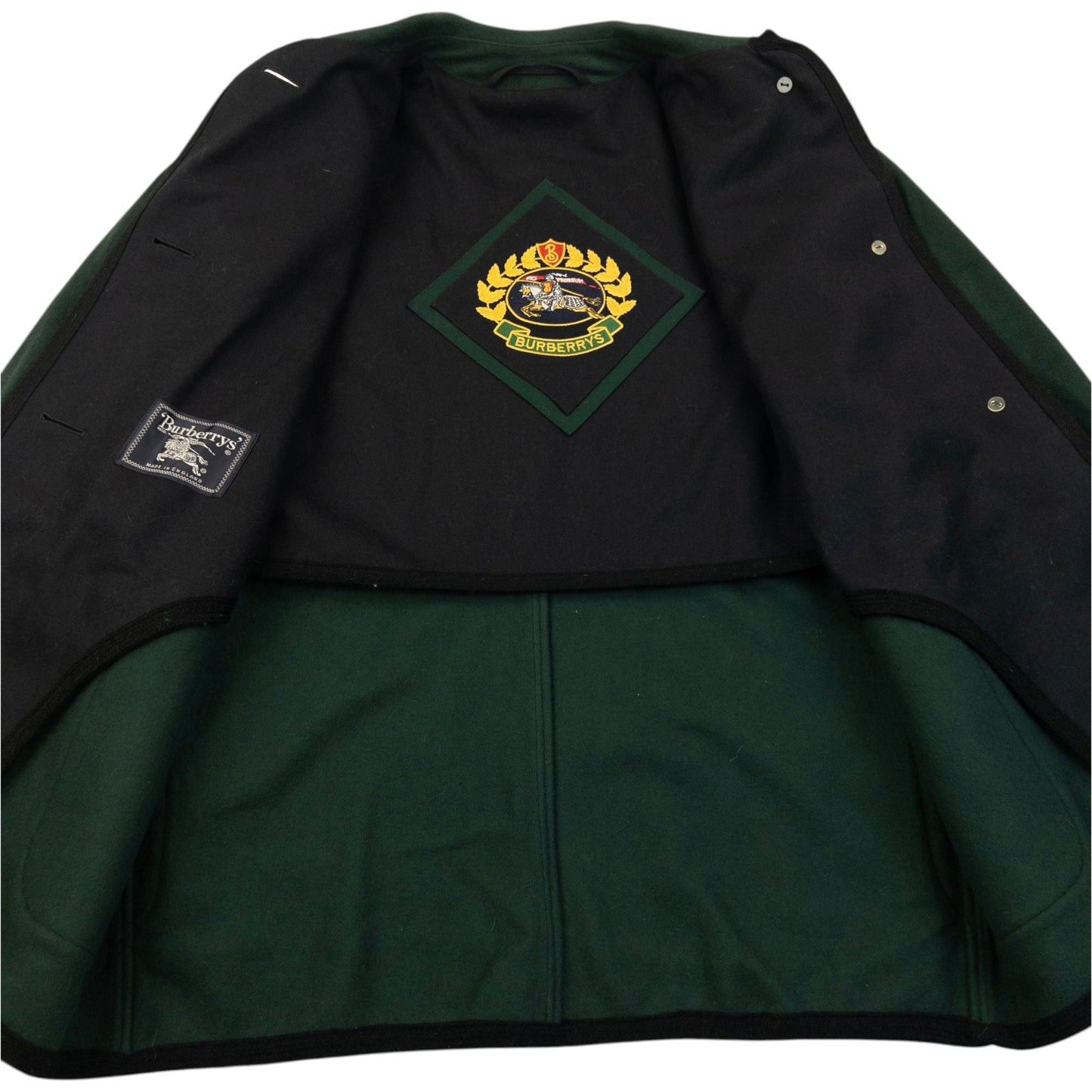Vintage 90s Burberry Button Up Wool Jacket Size M | Medium, Green