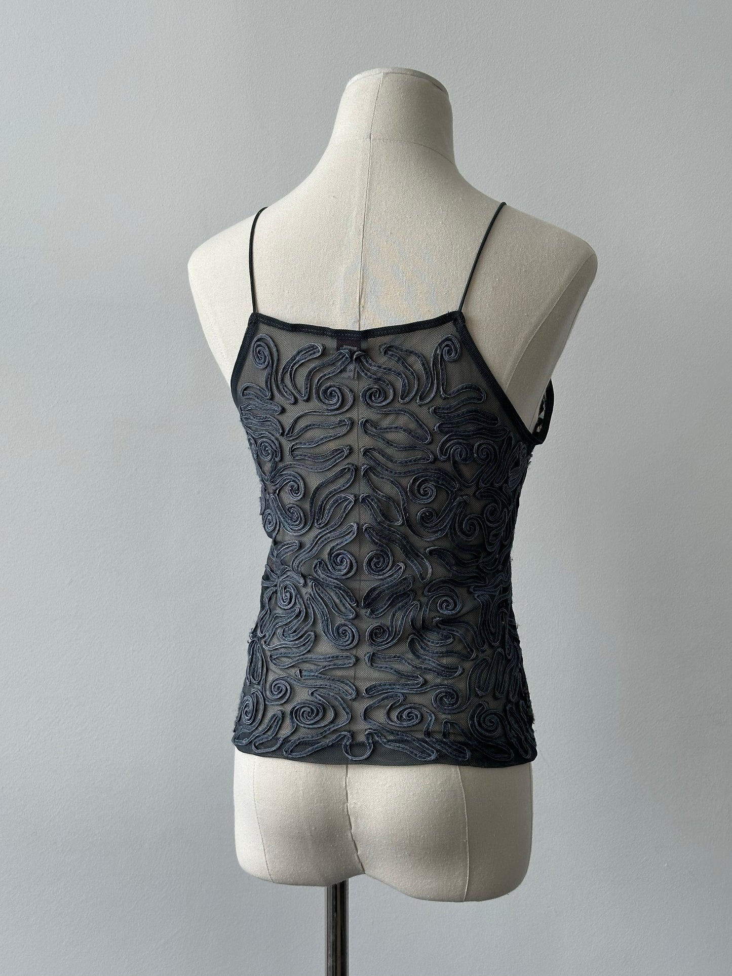 Armani Jeans 1990s Sheer Applique Vest Top - S