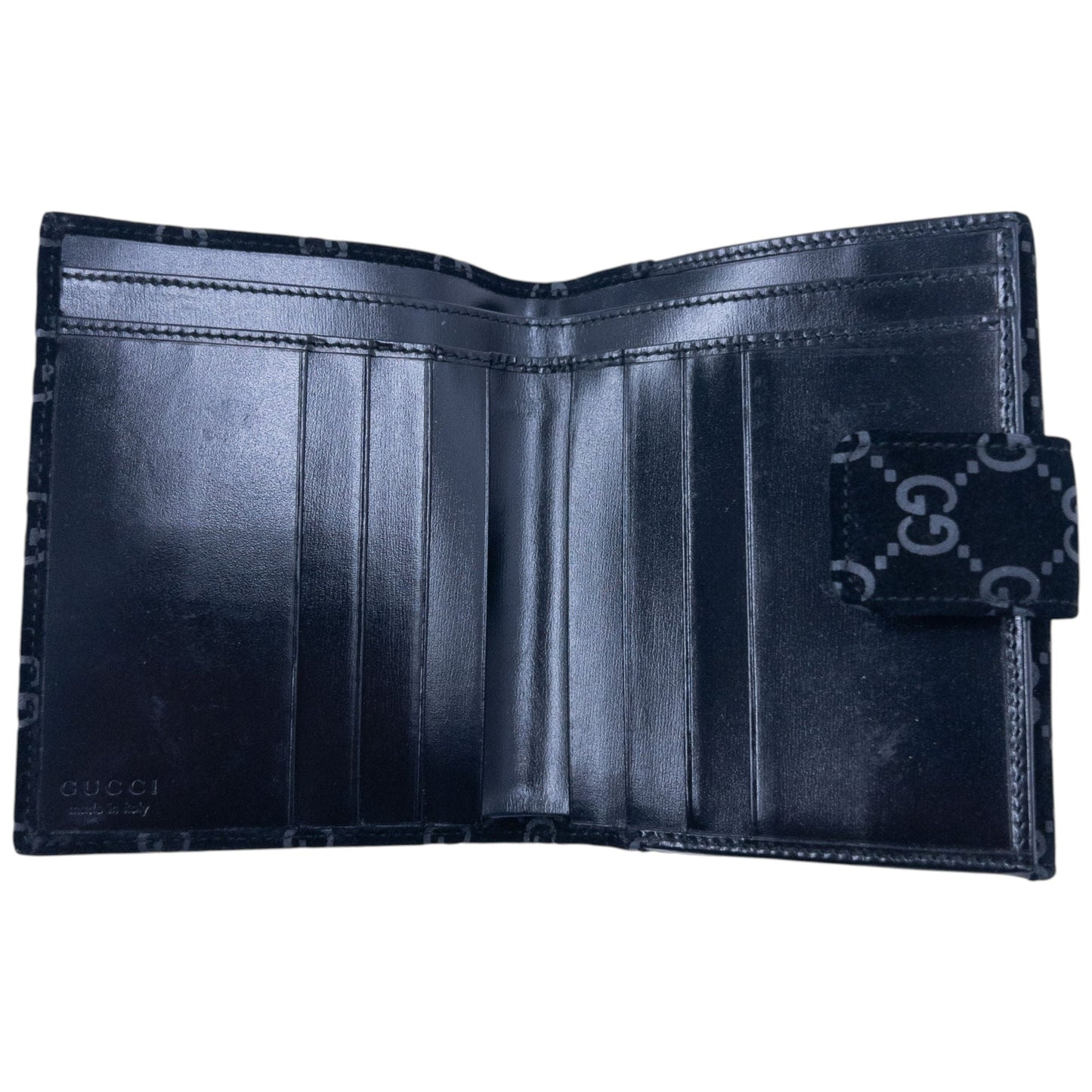 Vintage 2000s Gucci Monogram Suede Wallet | O/S, Black