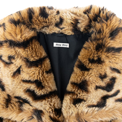 Vintage Miu Miu Faux Fur Leopard Print Jacket Womens Size S | Small, Brown