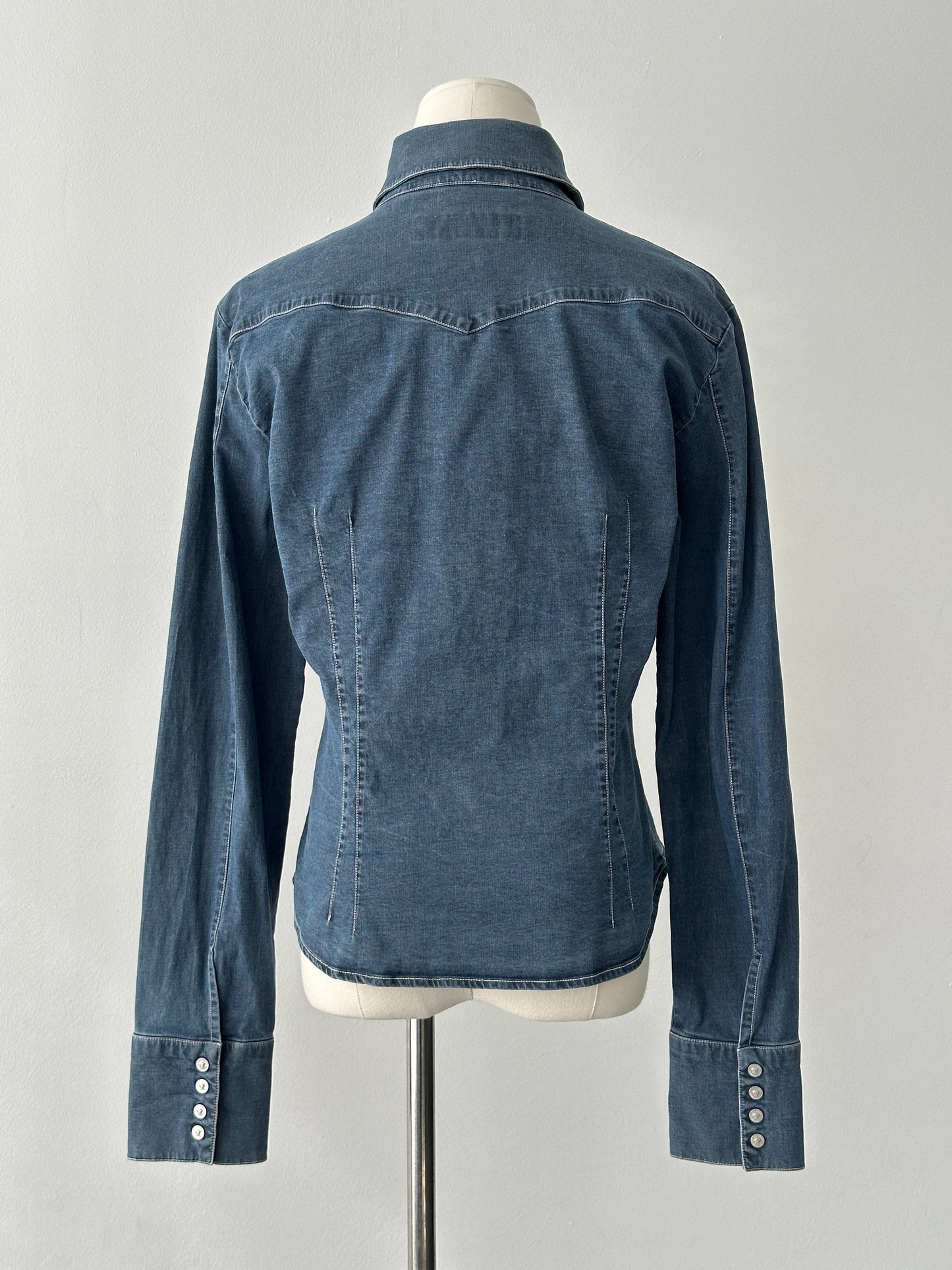 Versace Jeans Couture 2000s Bespoke Button Denim Shirt - M