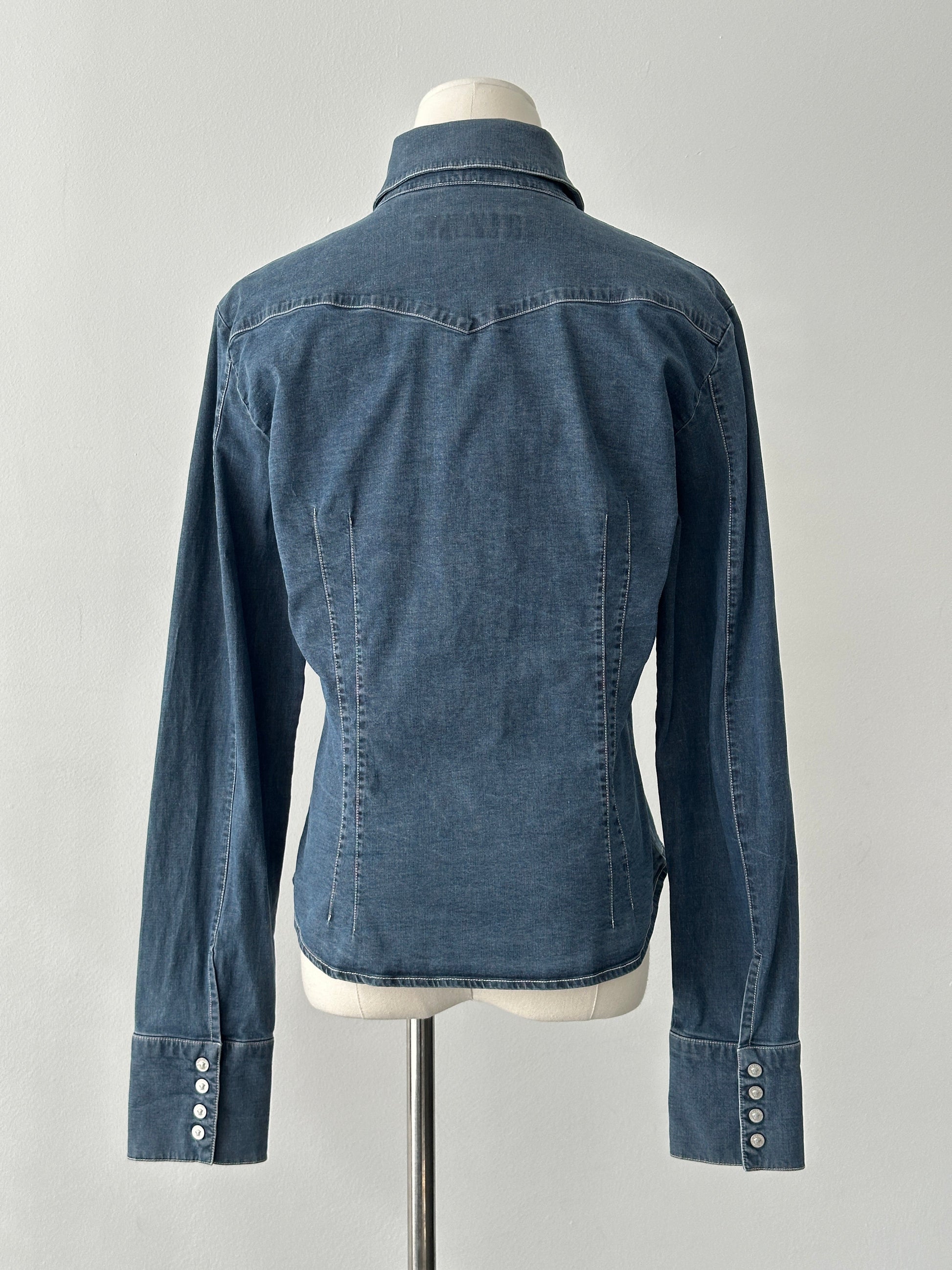 Versace Jeans Couture 2000s Bespoke Button Denim Shirt - M