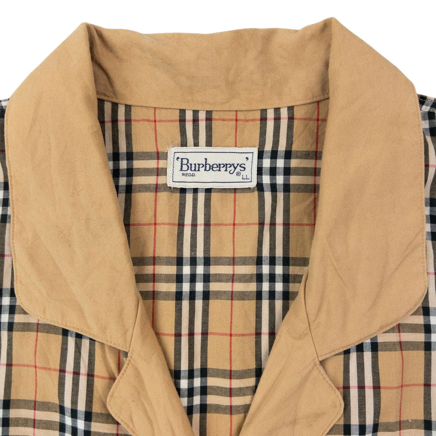 Vintage 90s Burberry Nova Check Long Sleeve Button Up Pyjama Shirt Size L | Large, Red