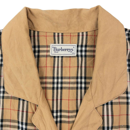 Vintage 90s Burberry Nova Check Long Sleeve Button Up Pyjama Shirt Size L | Large, Red