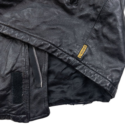 Vintage 80s Armani Jeans Zip Up Leather Jacket Size XL