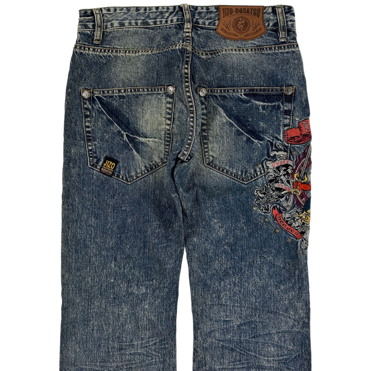 Vintage Monster Embroidered Japanese Denim Jeans Size W30
