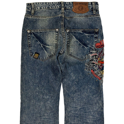 Vintage Monster Embroidered Japanese Denim Jeans Size W30