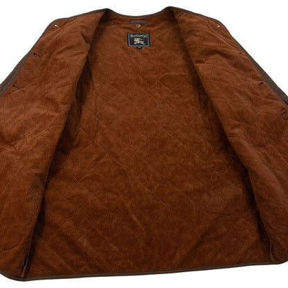 Vintage 90s Burberry Fleece Lined Quilted Jacket Size M | Medium, Brown
