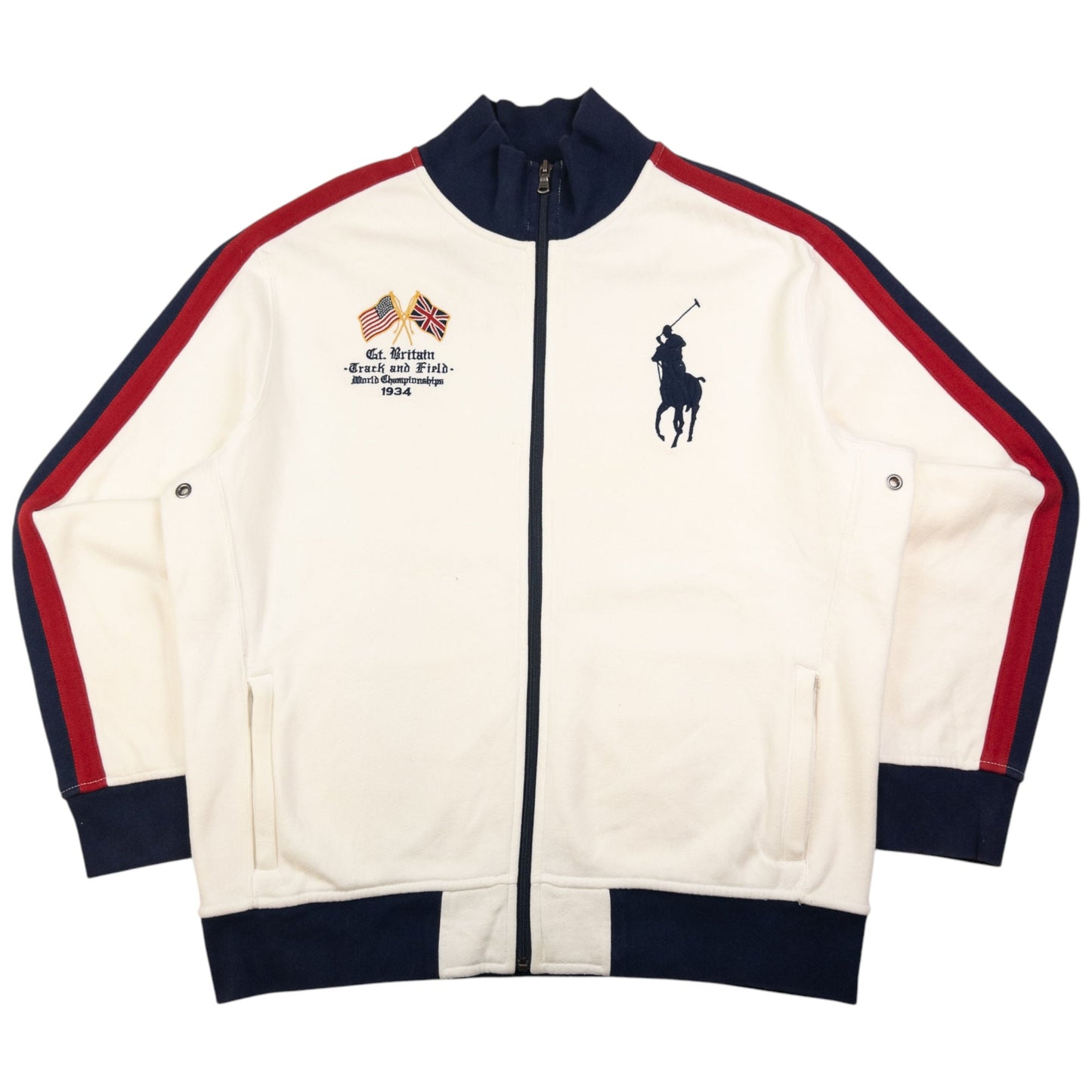 Vintage Polo Ralph Lauren GB Track & Field Championship Zip Up Sweatshirt Size XL
