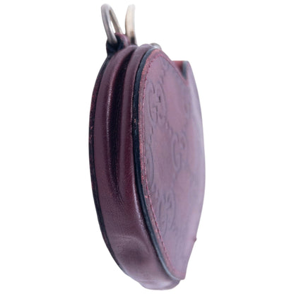Vintage Gucci Monogram Leather Heart Coin Purse | O/S, Burgundy