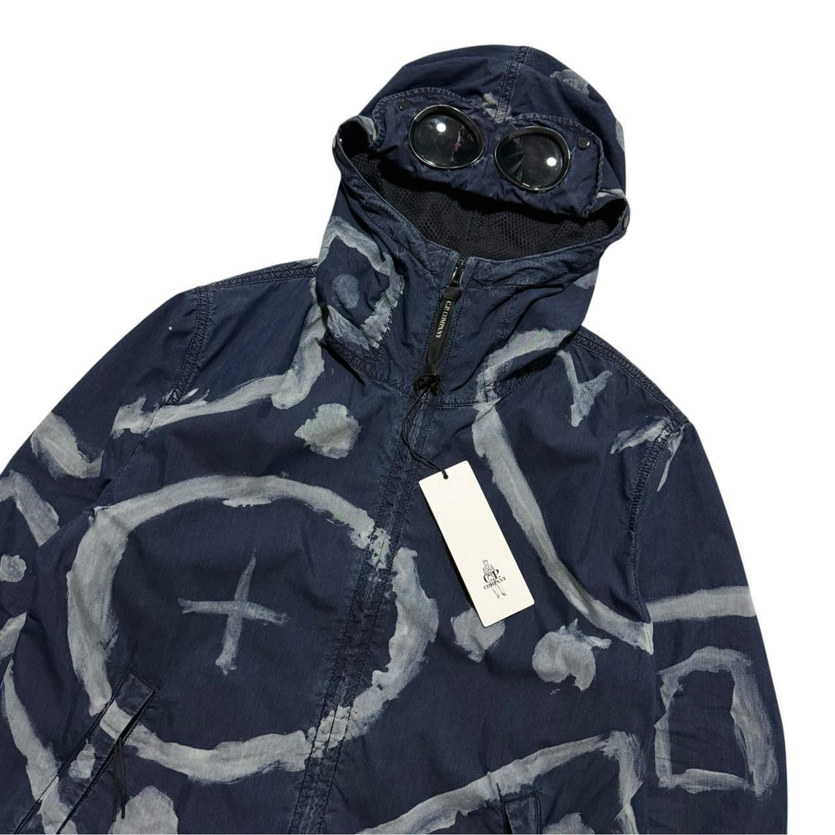 CP Company Hand Painted Indigo 50 Goggle Jacket | Medium, Indigo