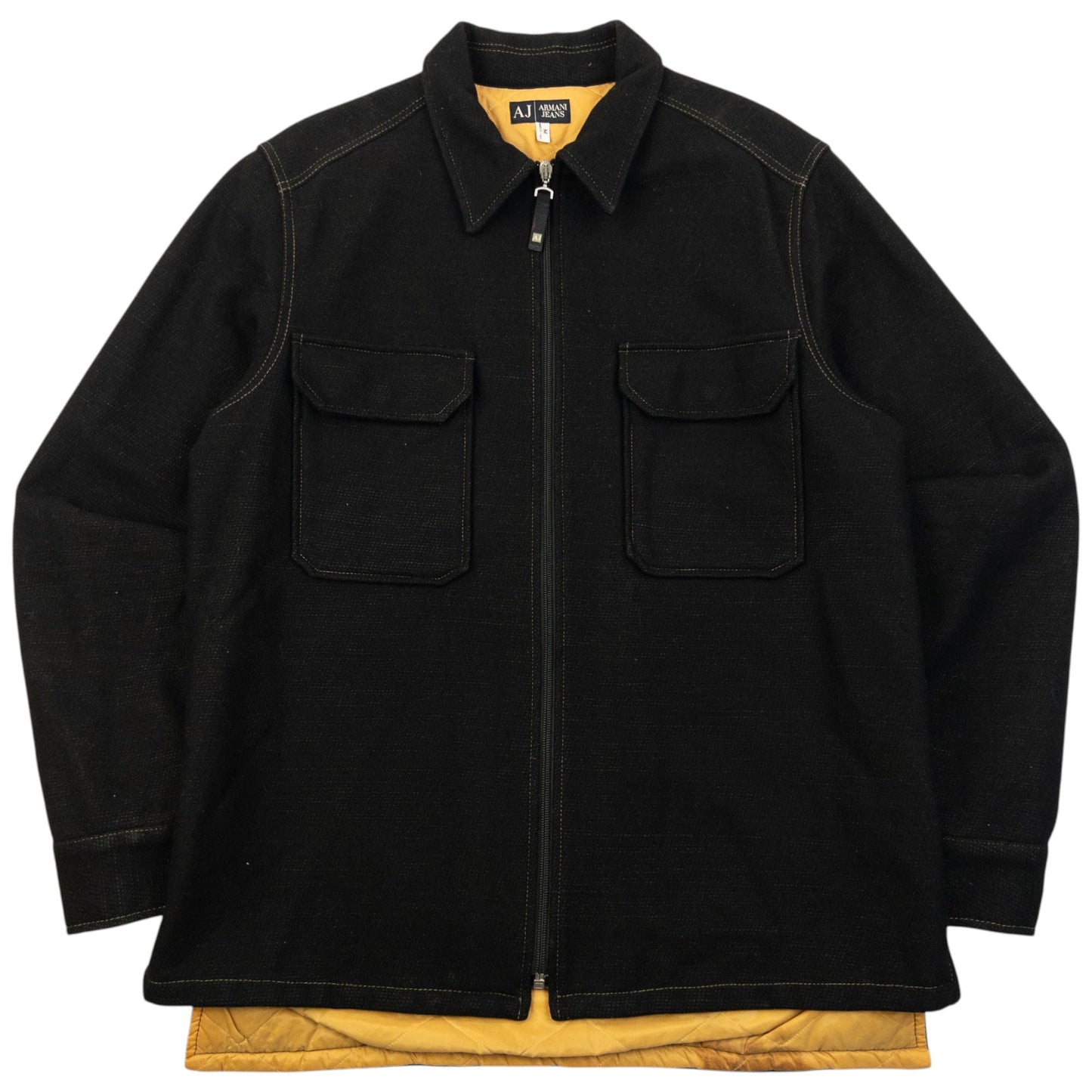 Vintage 2000s Armani Jeans Zip Up Wool Jacket Size M | Medium, Black
