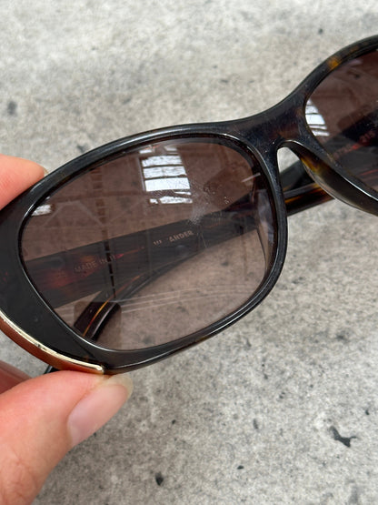 Jil Sander 2000s Tortoiseshell Rectangular Logo Sunglasses
